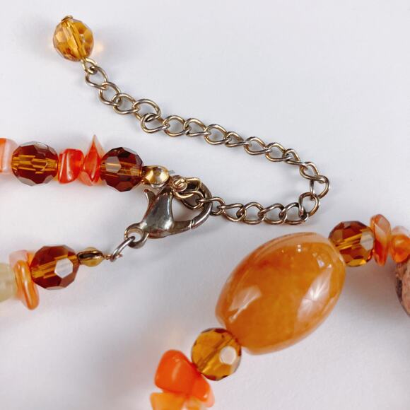 VTG Semi Precious Gemstone Chunky Beaded Fall Autumn Necklace Earth Tone Y2K - Picture 7 of 11